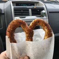 Delicious mmm.... garlic sprinkled at Zwick's Pretzels in Edmonton