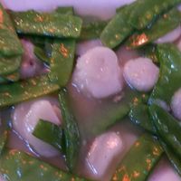V2 Sauteed Snow Peas and Water Chestnuts in White Sauce... this is less than half what was on the plate since I was hungry and forgot to take the photo before digging in!
Sorry photo is fuzzy! Flavor is what you'd expect from any typical Chinese restaurant. at China Restaurant in Harlingen