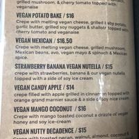 Vegan Menu at The Little Crepe Lounge in Redcliffe