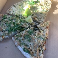 corn and cilantro  at Dimond Slice Pizza in Oakland