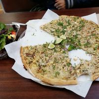 Pizza and salad at Dimond Slice Pizza in Oakland