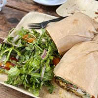 Tofu and mushroom wrap! #Veganuary at Meshek Barzilay Deli in Tel Aviv