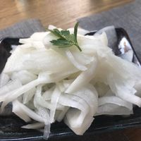 White carrot marinated with vinegar  at Ramen a Mano in Milan