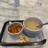 Corn nuts and vegan clam chowder at Local Foods - Downtown in Houston