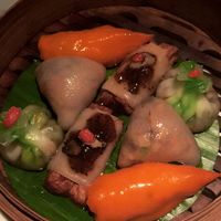 Steamed vegetarian dim sum platter - all vegan at Hakkasan in Dubai