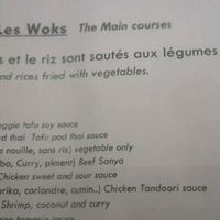 Options véganes at Sanya Cuisine au Wok in Clisson