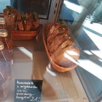 Sandwich with tomatoes, basil leaves and cashew based vegan cheese at Zaczyn in Krakow