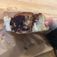 Inside of a chocolate sweet bun at Zaczyn in Krakow
