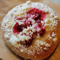 raspberry custard bun, very nice  at Zaczyn in Krakow