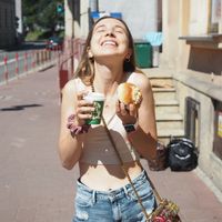 Happy me with vegan sweets and coffee at Zaczyn in Krakow