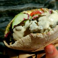 vegan falafel bocadillo at Zizinia in Barcelona