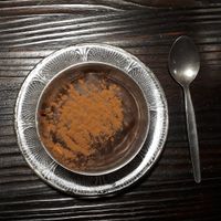 Chocolate banana pudding at Zizinia in Barcelona