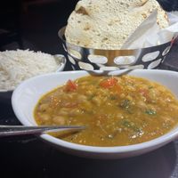 Channa massala with rice and poppodums   at Flavors of India in Bradenton