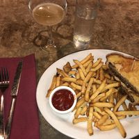 Vegan Impossible rueben. Great idea but Ruebens aren’t made with hamburger style beef. A Tempeh rueben would taste better and be more traditional. The Hazy skies cocktail was goo at Hook and Ladder in Sacramento