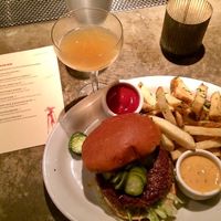 Impossible burger and fries at Hook and Ladder in Sacramento