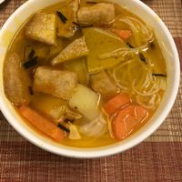 Bland noodles with a yellow oiley layer at Hoa Nghiem in Hue