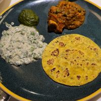 Methi matar malai and Mushroom matar with maize roti. Delicious 👍🏼 at Aharveda Restaurant in Mumbai