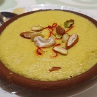 Phirni - dessert traditionally made with rice and dairy but made grain-free and vegan here. at Aharveda Restaurant in Mumbai