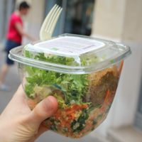 This falafel mediterranean style bowl was amazing - loved the dates in it too. at EXKi - Rambuteau in Paris