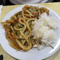Curry-Gemüse-Nudeln mit Reis  at Dareshasu in Tenerife