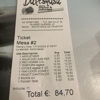 The bill  at Dareshasu in Tenerife