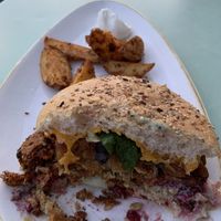 Veggie burger, cheese was an upcharge  at Karls Kraut in Luzern
