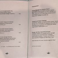 Dinner menu at Karls Kraut in Luzern