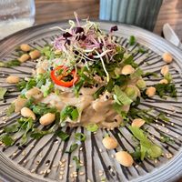 kohlrabi spaghetti with peanut sauce   at Karls Kraut in Luzern