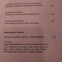 Menu (deserts and things to buy with you) at Karls Kraut in Luzern