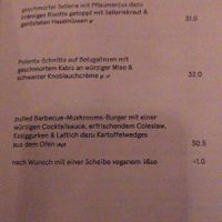 Menu (main dishes) at Karls Kraut in Luzern