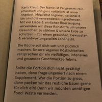 Menu - first page at Karls Kraut in Luzern