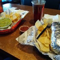Tofu Burrito with Chips, Salsa, and Guacamole. at Diablo's Southwest Grill in Augusta