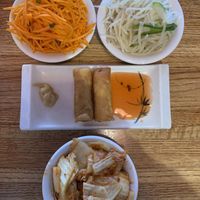 Sour Carrots, Silver Potatoes, Spring Rolls and Kimchi  at The Noodle Shop in Asheville