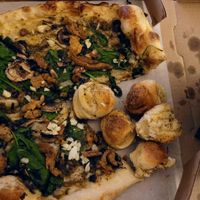 Vegan pizza with vegan garlic knots!! So good! at Mod Pizza in Reno