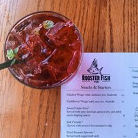 the purple haze specialty cocktail.  at Rooster Fish Brewing Pub in Watkins Glen