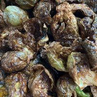 Super fried Brussels sprouts at Rooster Fish Brewing Pub in Watkins Glen