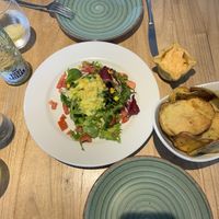 Mango salad and papas brava  at Alive in Barcelona