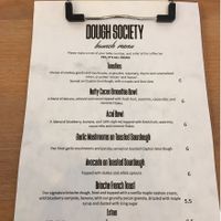 Brunch menu May 2018 at Dough Society in East London