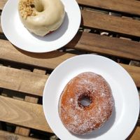 Coffee nut and Jam & Custard doughnuts at Dough Society in East London