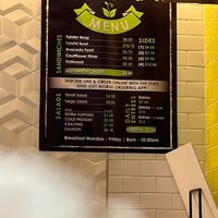 Menu at Sprout in Durham