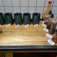 Assortment of different chilli sauces and other flavourful sauces at Xiǎng Shū ZhíRén 饗蔬職人- VegesM - North District - Maybe closed in Taichung