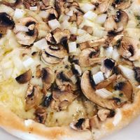 Creamy mushroom pizza  at La Bella in Cleethorpes