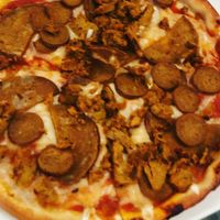 No meat feast pizza (the precious one is actually bbq pizza)  at La Bella in Cleethorpes