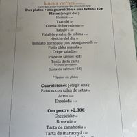 Lunch menu  at La Cabra en el Tejado in Madrid