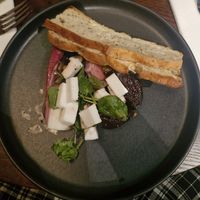 Crumbled Violife & Beetroot (ve)
Balsamic roast beetroot, chicory, sunflower & pumpkin seeds, Chardonnay vinaigrette, focaccia at The Merlin in Alderley Edge