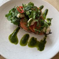Sourdough toast with avocado and vegan mozzarella  at The Herringbone in Edinburgh