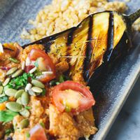 Chargrilled aubergine at The Herringbone in Edinburgh