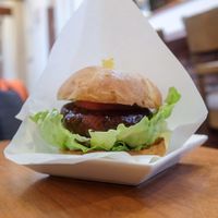Burger with teriyaki sauce. Simple but tastes good. at Grains in Nagoya