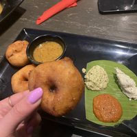 Sambar vadas  at Saravana Bhavan - Arya Bhaven in London