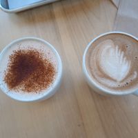 Chai latte and mocha latte at The Sweet Praxis in Syracuse